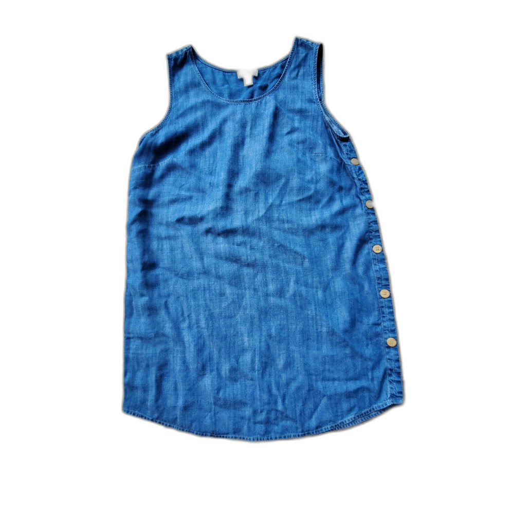 Loft Outlet Lounge M Denim Chambray Button Sleeveless Dress Spring Summer VGUC
